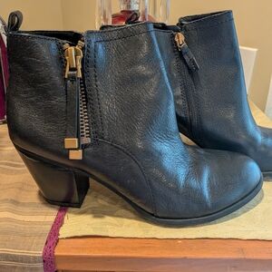 Franco Sarto Black Leather Ankle Booties